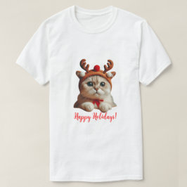 Kerstmis Kat Rendier T-shirt