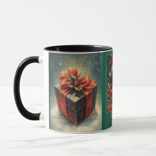 Kerstmis Kat Rood en Groen Mok (Links)