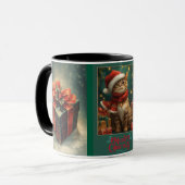Kerstmis Kat Rood en Groen Mok (Voorkant links)