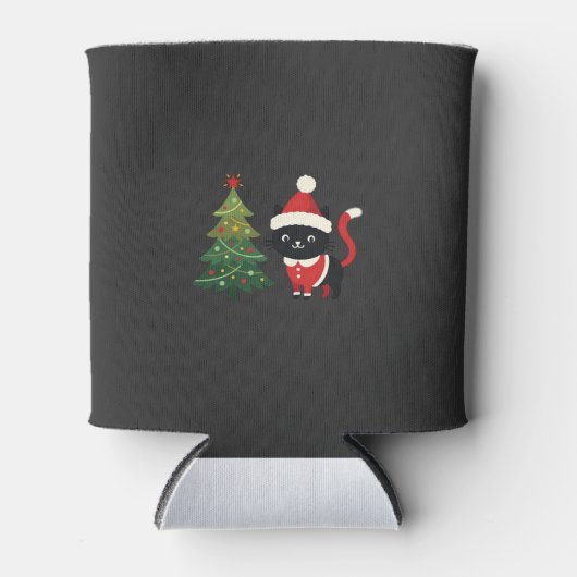 Kerstmis Kat Santa Boom Vector Blikjeskoeler (Voorkant)