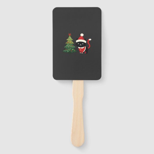 Kerstmis Kat Santa Boom Vector Handwaaier (Voorkant)