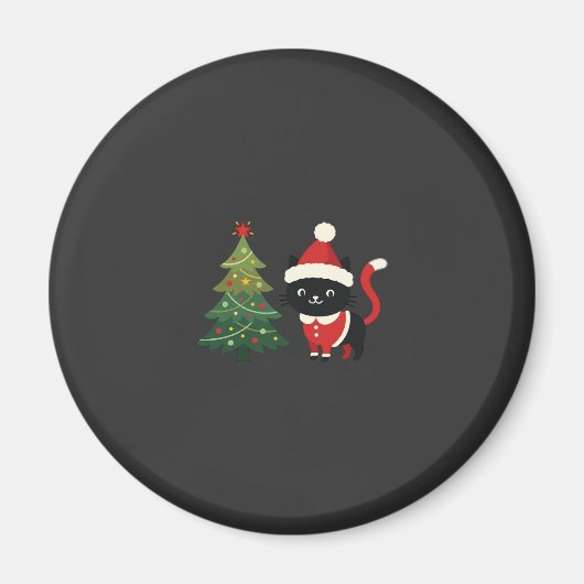 Kerstmis Kat Santa Boom Vector Magneet (Voorkant)