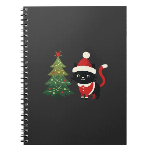 Kerstmis Kat Santa Boom Vector Notitieboek (Voorkant)