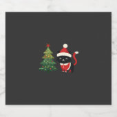 Kerstmis Kat Santa Boom Vector Sparkling Wijnetiket (Enkel label)