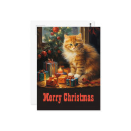 Kerstmis Kat Schilderen Briefkaart