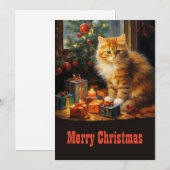 Kerstmis Kat Schilderen Feestdagenkaart (Voorkant / Achterkant)
