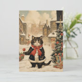 Kerstmis Kat, Sneeuwdag Feestdagenkaart (Staand voorkant)