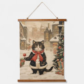 Kerstmis Kat, Sneeuwdag Hangend Wandkleed (Voorkant)