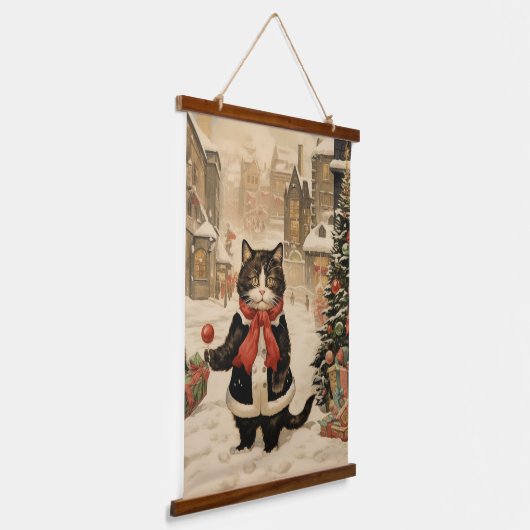 Kerstmis Kat, Sneeuwdag Hangend Wandkleed (Gebogen)