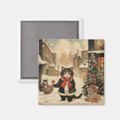 Kerstmis Kat, Sneeuwdag Magneet (Voorkant / Achterkant)