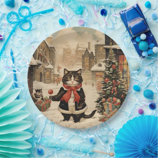Kerstmis Kat, Sneeuwdag Papieren Bordje (Feest)