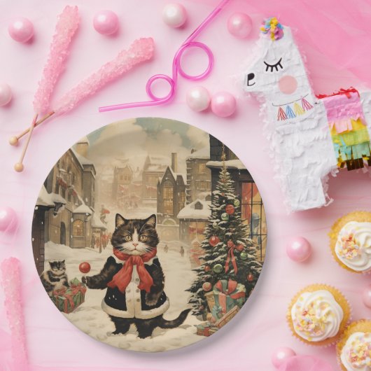 Kerstmis Kat, Sneeuwdag Papieren Bordje (Feest)