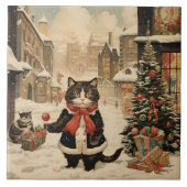 Kerstmis Kat, Sneeuwdag Tegeltje (Voorkant)