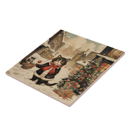 Kerstmis Kat, Sneeuwdag Tegeltje (Zijkant)