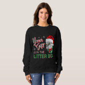 Kerstmis kat T-shirt Uw cadeau is in het nest (Voorkant volledig)