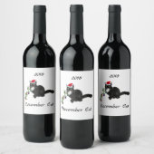 Kerstmis Kat Wijn Etiketten (Flessen)