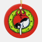 Kerstmis Kat Wreath Keramisch Ornament (Voorkant)