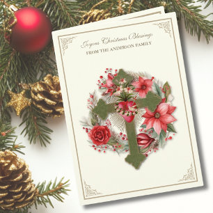 Kerstmis Katholieke Maagd Maria Hart Poinsettia's  Feestdagen Kaart