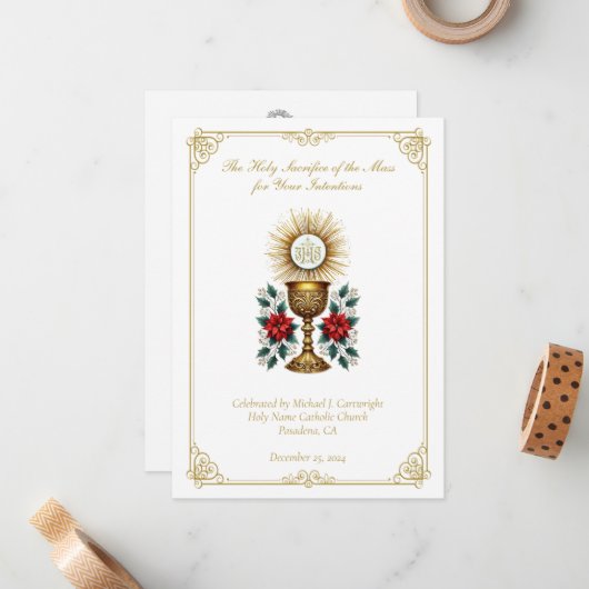 Kerstmis Katholieke Mis Intenties Herdenking Notitiekaartje (Voorkant / Achterkant in situ)