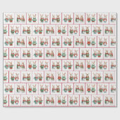 Kerstmis katoenstaart konijn koppels cadeaupapier (Vlak)