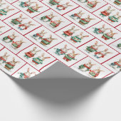 Kerstmis katoenstaart konijn koppels cadeaupapier (Hoek)