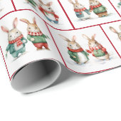 Kerstmis katoenstaart konijn koppels cadeaupapier (Rol Hoek)
