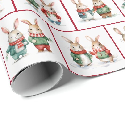 Kerstmis katoenstaart konijn koppels cadeaupapier (Rol Hoek)