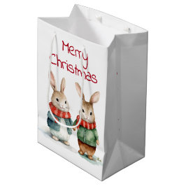 Kerstmis Katoenstaart Konijn Paar Medium Cadeauzakje