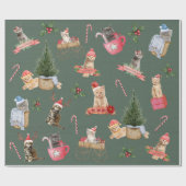 Kerstmis-Katten Cadeaupapier (Vlak)