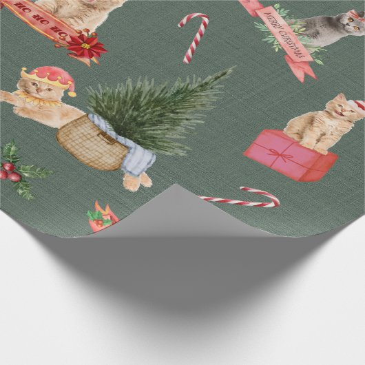 Kerstmis-Katten Cadeaupapier (Hoek)