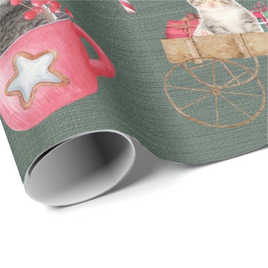 Kerstmis-Katten Cadeaupapier (Rol Hoek)