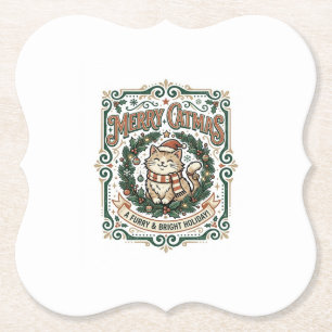 Kerstmis Katten Kerst Vintage Vector Kunst Shirt Kartonnen Onderzetters