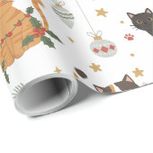 Kerstmis Katten Patroon Geschenk Cadeaupapier (Rol Hoek)