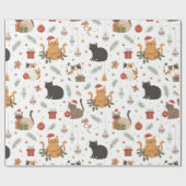 Kerstmis Katten Patroon Geschenk Cadeaupapier (Vlak)