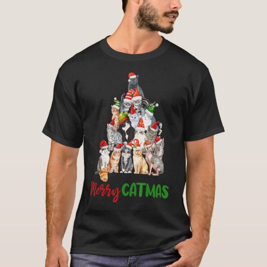 Kerstmis Kattenboom T-shirt (Voorkant)