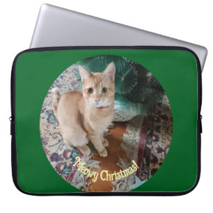 Kerstmis, kattenfoto, 15 inch laptop sleeve