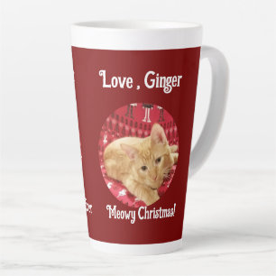 Kerstmis, kattenfoto, aanpasbare grote 17 oz latte mok