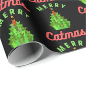 Kerstmis Kattig Grappig Kerst Kat Boom Patroon Cadeaupapier (Rol Hoek)