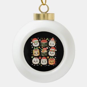 Kerstmis Kawaii Sushi Kerstman Japans Eten Xmas Keramische Bal Ornament