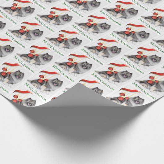 Kerstmis Keeshond Cadeaupapier (Hoek)