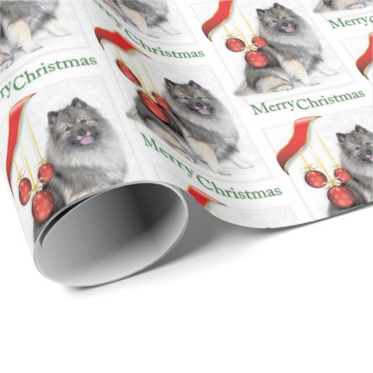 Kerstmis Keeshond Cadeaupapier (Rol Hoek)
