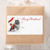 Kerstmis Keeshond Gift Etiket (Insitu)