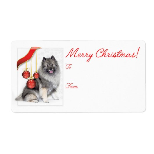 Kerstmis Keeshond Gift Etiket (Voorkant)