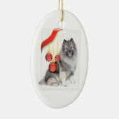Kerstmis Keeshond Keramisch Ornament (Rechts)