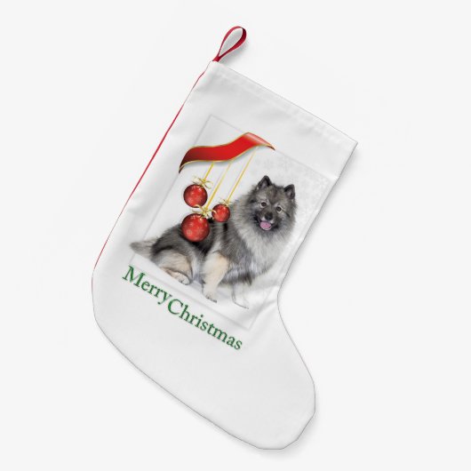 Kerstmis Keeshond Kleine Kerstsok (Voorkant (Hangend))