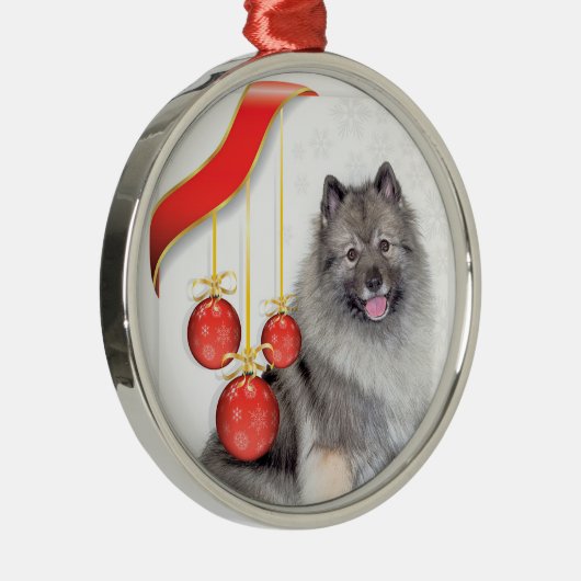 Kerstmis Keeshond Metalen Ornament (Rechts)