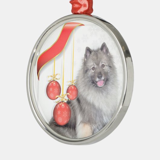 Kerstmis Keeshond Metalen Ornament (Links)