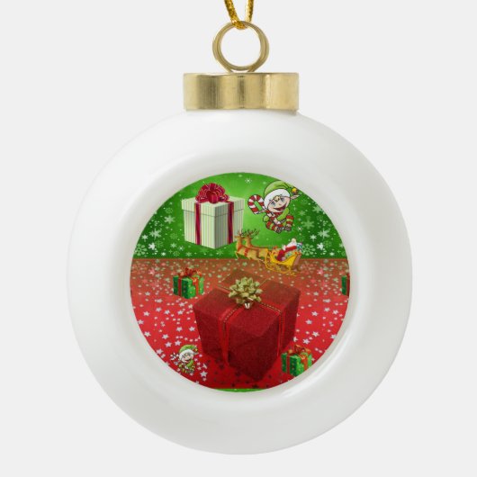 Kerstmis Keramische Balornament, Elf Bal Ornament (Voorkant)