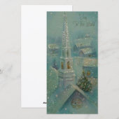 Kerstmis Kerk Glitter Winter Vintage  Feestdagenkaart (Voorkant / Achterkant)