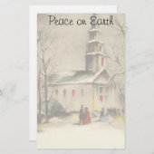 Kerstmis, kerk in winterslaap briefpapier (Voorkant / Achterkant)